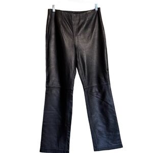 Apt 9 Lambskin Leather Pants Size 6 Black Straight Leg High Waist Lined